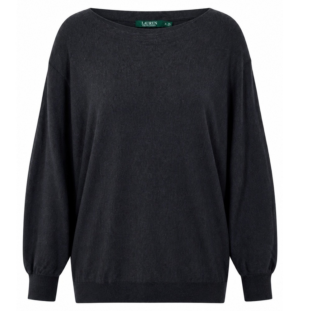 Lauren Ralph Lauren Sweater Womens M Silk Blend Dolman Charcoal Grey Relaxed